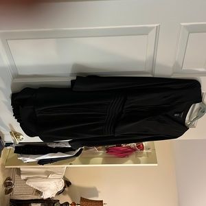 A black high low dress